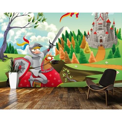 Custom childrens wallpaper,Brave Knight,Castle and Dragon,3D cartoon photos for childrens bedroom boy girl room wall wallpaper