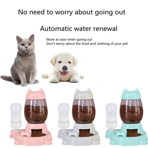 2.2L Pet Dog and Cat Automatic Feeding Bowl Dog Drinking Bottle Two-in-one Feeding Bottle Kitten Bowl Feeding Container Supplies