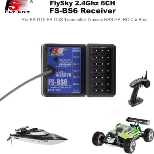 FlySky FS-BS6 Receiver 2.4Ghz 6CH AFHDS2 for FlySky FS-GT5 FS-IT4S Transmitter for Traxxas HPS HPI RC Car Boat