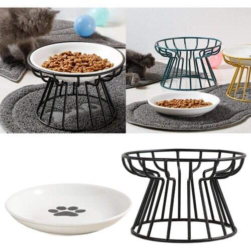 Elevated Feeder for Small Dog Cat Iron Bowl Stand Pet Food and Water Feeder Raised Pet Dog Feeder