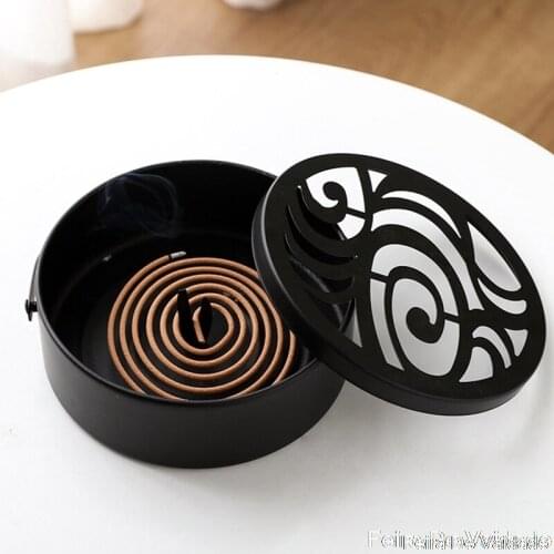 Fireproof Mosquito Coil Box Iron Mosquito Coil Holder Classic Sandalwood Stove With Handle Wrought Office Home Mosquito Killer