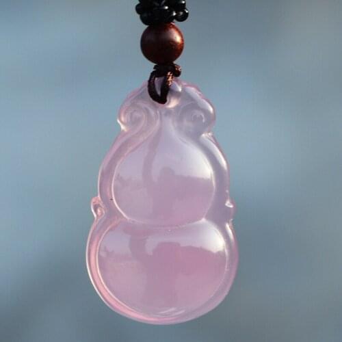 Drop Shipping Women Agate Necklace Pendant Natural Pink Chalcedony Gourd Pendant Gift for Female Fashion Jewelry