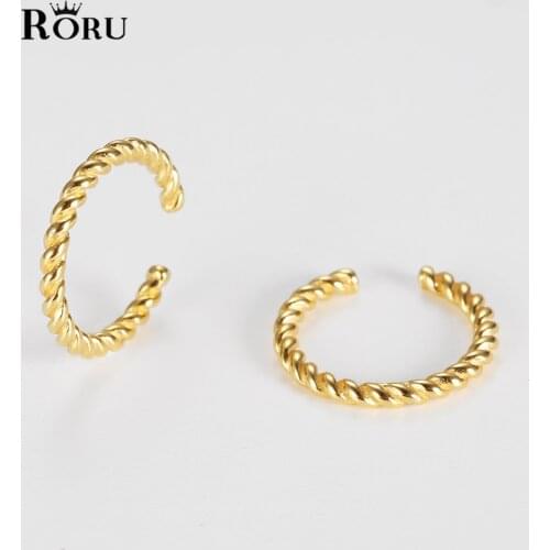 Real S925 Sterling Silver Gold Plated Simple Round Twist Clips 10.5mm for Women Girls No Piercing Fake Cartilage Earring