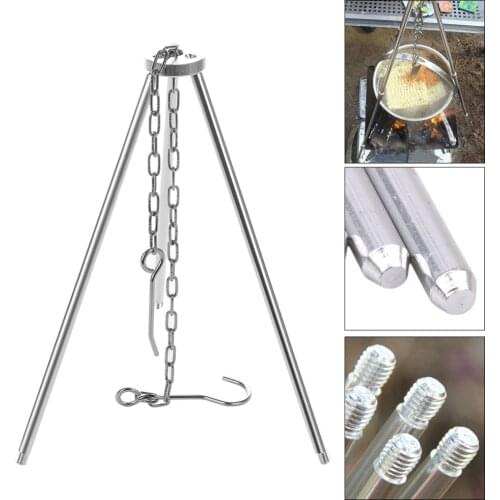 Camping Picnic Cooking Tripod Hanging Pot Outdoor Durable Portable Campfire Picnic Pot Fire Grill Hanging Tripod With Bag