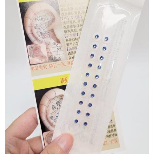 Blue Crystal Gem Stone Magnetic 24k Gold Bead Clear Tape Auricular Sticker Ear SEEDS Ear Acupuncture