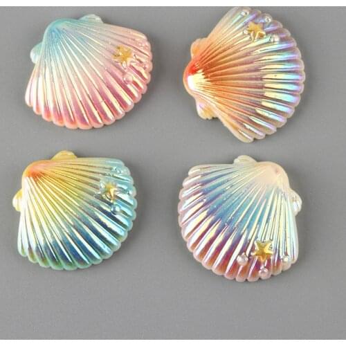 Mix shinny rainbow sea shell resin flatback resin craft for DIY decoration accessories