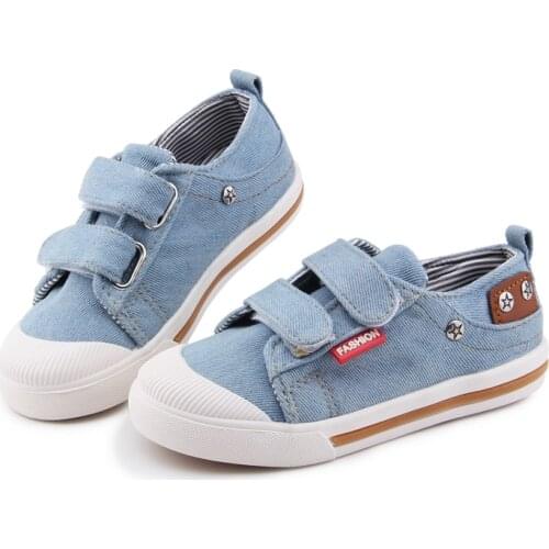 Insole 13.5-18.5cm Boys Sports Girls Canvas Flats Children Shoes Kids Sneakers Casual Sneakers in Jeans Color Kids Shoes