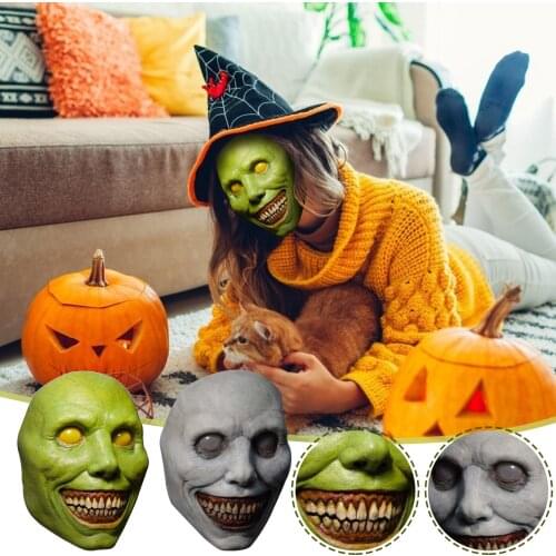 Creepy Alien Halloween Cosplay Costume Mask for Adults Scary Party Decoration Props Creepy Mask Latex Full Headdress Horror Gift