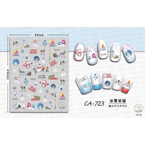 UPRETTEGO SUPER THIN SELF ADHENSIVE 3D NAIL ART NAIL SLIDER STICKER WINTER MERRY CHRISTMAS PET NEW YEAR SNOW EVE CA717-724