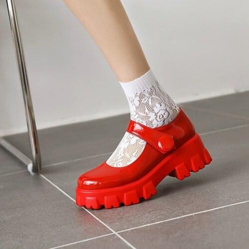 Metal Buckle Mary Jane Platform Shoes Women Chunky Heel Vintage Lolita Shoes Women Thick Bottom High Heels Creepers Women Shoes