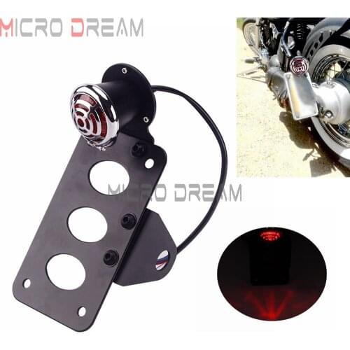 Universal Motorcycle Side Mount LED Tail Light License Plate Bracket Retro Brake Taiillight For Bobber Chopper Honda Yamaha XS
