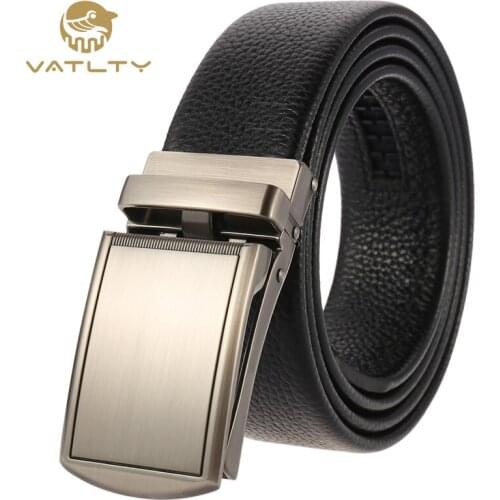 VATLTY 2020 Official authentic fashion mens leather belt rust-proof metal automatic buckle real cowhide business belts for men