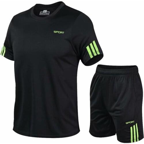 High Quality Running Shirt+shorts Men 2 Pcs Football Basketball Jersey Fitness Tops Workout Gym Sports Shirt Sportswear