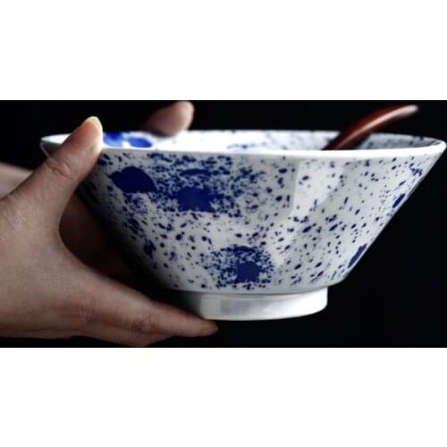Japanese Ceramic Ramen Bowl Household Ceramic Bowl Instant Noodle Bowl Salad Bowl Vegetable Bowl Soup Bowl Hat Bowl
