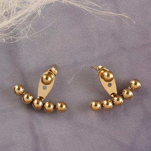 Punk Metal Stainless Golden Earrings For Women Fashion Vintage Stud Jewelry Two Way Wear