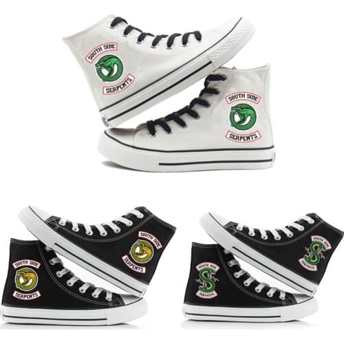 Hot Sale South Side Serpents Riverdale Shoes Southside Printed High Canvas Shoes Adult Unisex Sneakers Shoe Riverdale Serpents