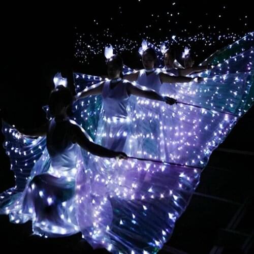 LED Luminous Wings Ballet Costume Fluorescent Butterfly Dance Costume Belly Dance Props Women Girls Angle Wings Dress