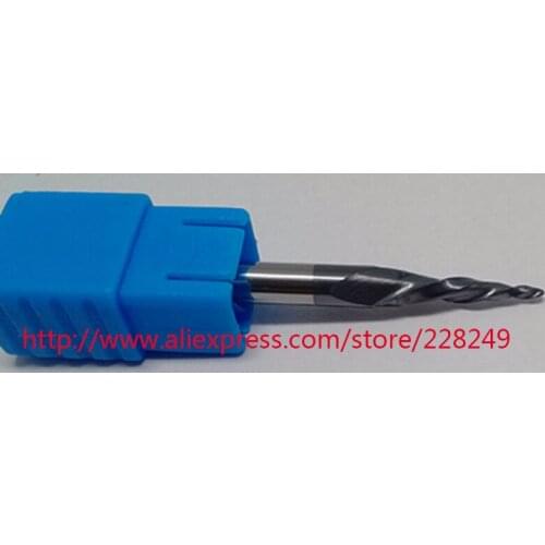 1pc R0.25*D4*20.5*50L*2F HRC55 Tungsten solid carbide Coated Tapered Ball Nose End Mills CNC milling cutters wood knife tools