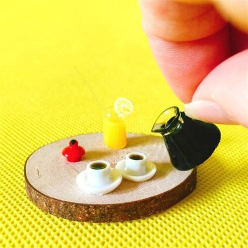 10 pcs/lemon water cups/coffee kettle/miniature drinks/dinnerware/fairy garden gnome/terrarium/figurine/doll house decor