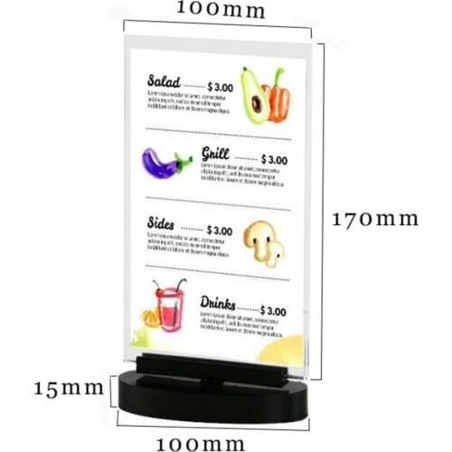 10 pcs Acrylic rotatable table desktop menu poster desk sign label holder stand display Rack Picture Photo frame label holder