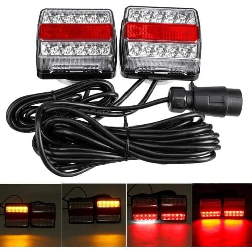 2pcs 12V Magnetic LED Car Truck Tail Light Brake Light Warning Signal Lamp for Trailer Caravans Campers ATV Boat RV