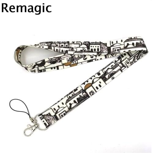 20pcs Vintage House Lanyard Keys Phone Holder Funny Neck Strap With Keyring ID Card DIY Animal webbings ribbons Hang Rope