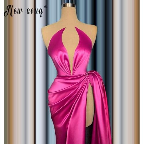 2021 African Rose V Neck Evening Dress Sexy High Split Side Celebrity Dresses Party Gowns Moroccan вечернее платье
