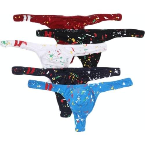 5PCS Low Waist Sexy Male Thong Underwear Men Underwear Shorts Mens Briefs Short Breathable Underpants Pouch Briefs Panties