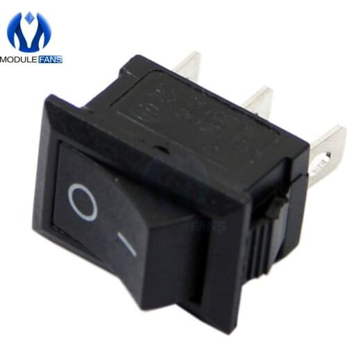 5PCS AC 6A 250V 10A 125V 3PIN 3P 3 Pin Terminal Snap-in On-Off Boat Switch Black Rocker Boatlike Switch 3Pin 3-Pin