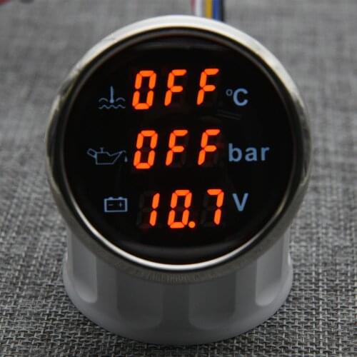 52mm Car Digital rpm tachometer + Water temperature gauge + oil pressure gauge 3 in 1 tach hour meter for motorcycle voltmeter