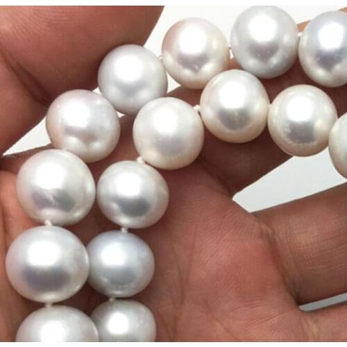 AAAA 925 Silver 11-12MM natural grey freshwater pearl necklace round genuine female grandmother gift 18inch
