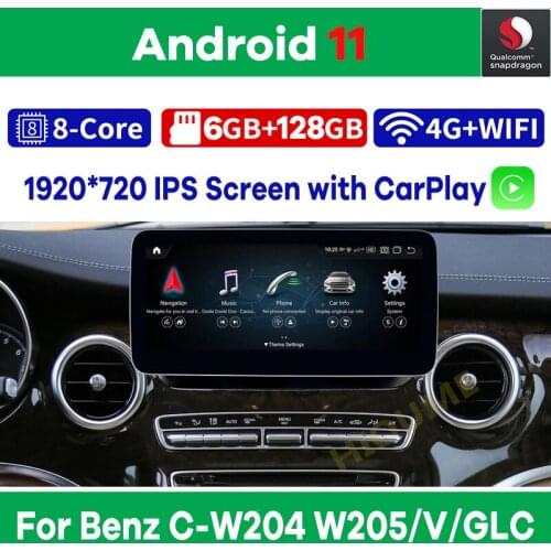 12.3" Snapdragon 8Core Android 10 Car Multimedia Player GPS Radio for Mercedes Benz C V Class W204 W205 GLC X253 W446 2008-2018