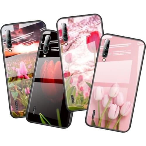 Tempered Glass Cover Tulips Flower Spring For Xiaomi Mi 11 11i 10T CC9E CC9 9T Note 10 Ultra Pro Lite 5G Phone Case