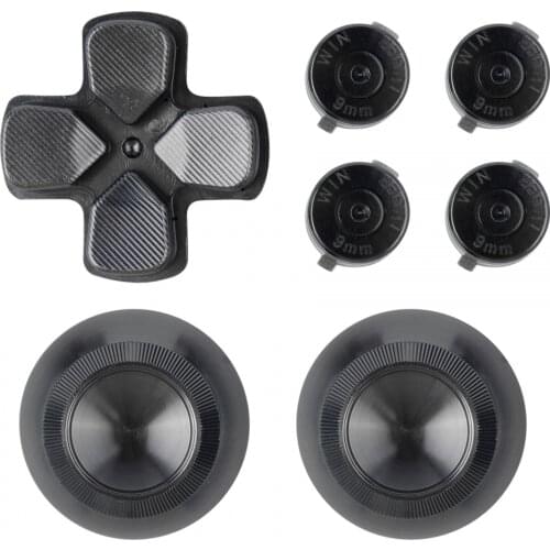EXtremeRate Black Metal Buttons for PS4 Contrller, Aluminum Analog Thumbsticks Dpad Bullet Buttons for PS4 All Model Controller
