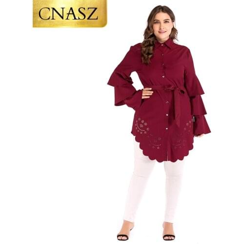 Arabic long tops Round neck loose hollow 6xl muslim fashion islamic clothing