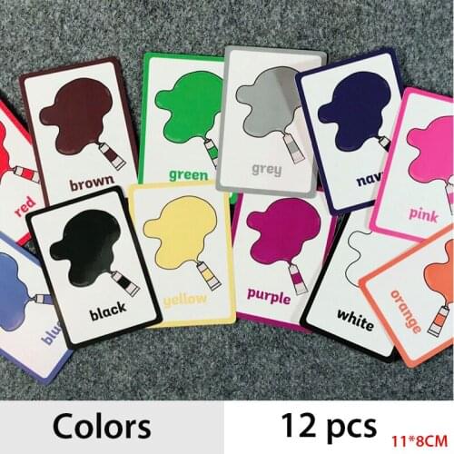 12 Pcs/Set Colors and Shapes English Word Pocket Flash Card Children Cognitive Cards Early Educational Toy