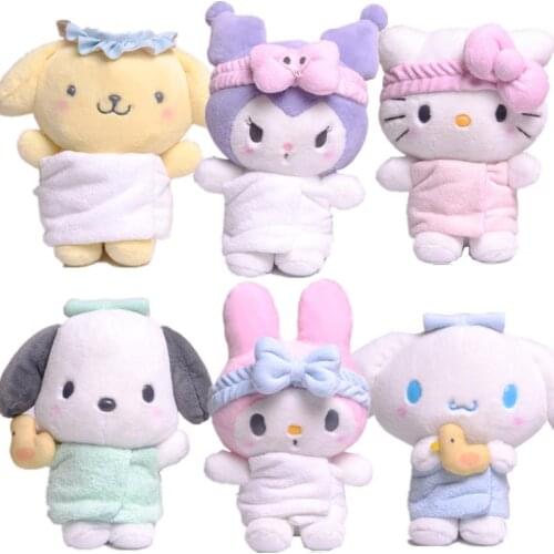 KAWAII Sanrio cartoon Anime Series Melody Kitty Cinnamorol Onpompurin Kuromi plush toy key chain Ornaments BABY Boy girl Gift