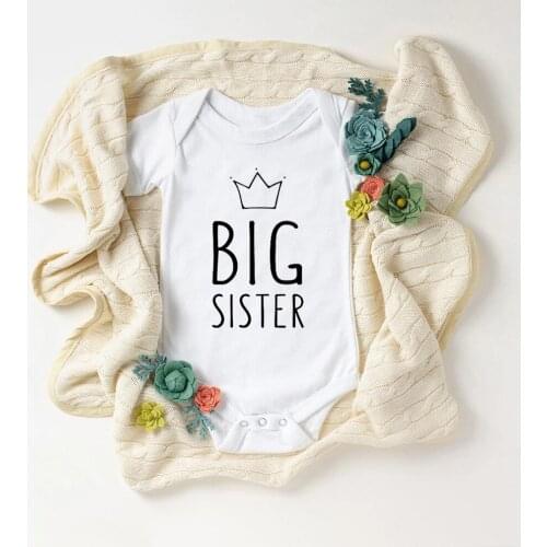 Crown Big Sister Print Baby Bodysuit Newborn Clothes Cotton Body Baby Girl Boy Bodysuits 0-18M Infant Clothes 4 Colors