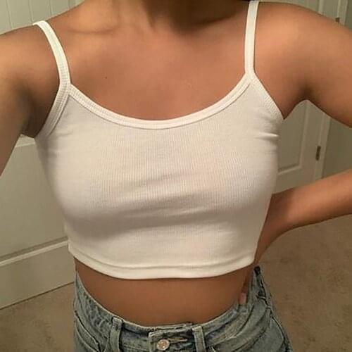 Women Sexy Crop Top Summer Knitted Camisoles Female Sexy Solid Cute Tank Tops Camis Straps Plain Crop Tops Women Clothes