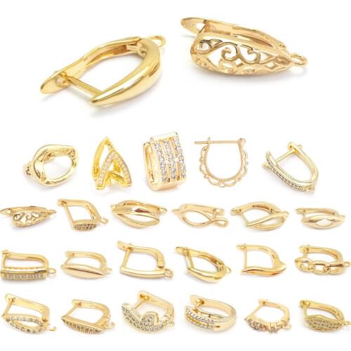 37206)6PCS 17MM 24K Gold Color Brass Moon Shape Stud Earrings Pins Earrings Clasps Jewelry Making Supplies Findings Accessories