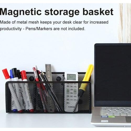 Magnetic Pencil Holder 2/3 Grid Mesh Storage Basket Organizer Strong Magnets Metal Iron Pen Holder School Office Home Supplies