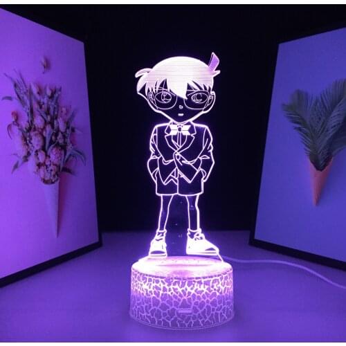 Boy With Glasses And Bow-Knot 3D Lamp Visual Illusion White Cracked Base Acrylic Light Guide Plate for Festival Birthday Gifts