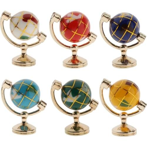 1:12 Scale Miini World Earth Globe with Stand Geographic Map Learning Toys for Dolls House
