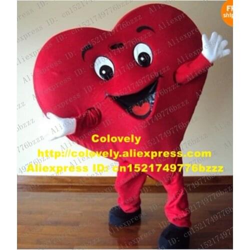 Sweet Red Heart Mascot Costume Mascotte Valentines Day Adult With Big Eyes Smiling Face Cartoon Character No.1211 Free Ship