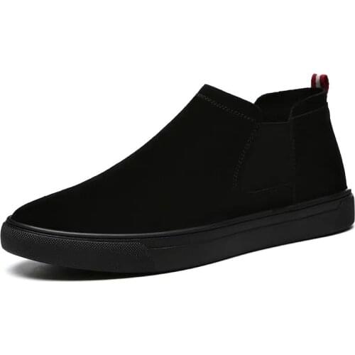 Spring Summer Men Shoes Suede Leather Casual Shoes Men Sneakers Slip on Men Loafers High Quality Flats Shoes For Male Black Boot