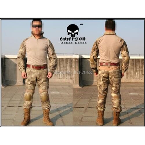 Emerson Gen2 Combat Uniform Set Military Combat Shirt & Pants with knee pad & elbow pad A-Tacs Camo EM6912