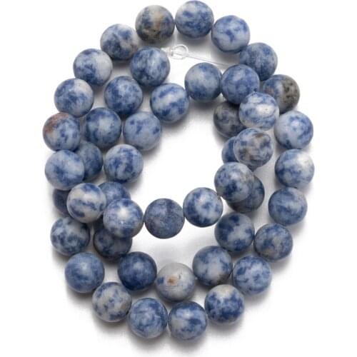 Wholesale Blue Matte Spot Sodalite Natural Stone Loose Beads 4mm 6mm 8mm 10mm 12mm for Jewelry Making DIY Bracelet Accessories