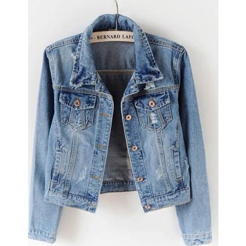 2019 Autumn Women Denim Jacket Hot Boyfriend Jean Coat Streetwear Harajuku Vintage Basic Outerwear Short Top Plus Size 5XL SE396