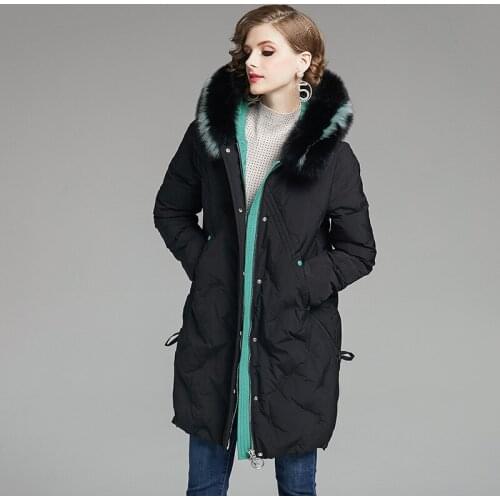 Newest winter women overcoat thicken fashion hooded duck down coat slim oversize jacket girl medium long female outerwear