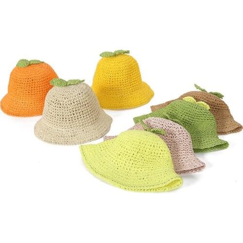 Baby Hat New Summer Baby Kids Boy Girl Breathable Bucket Hat Straw Solid Beach Visor Cap Fisherman Cap Cute Grass Baby Hat